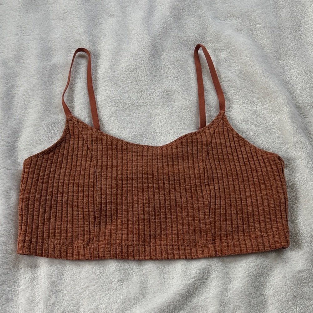Aerie Ribbed Brown/ Burnt Orange Crop Top